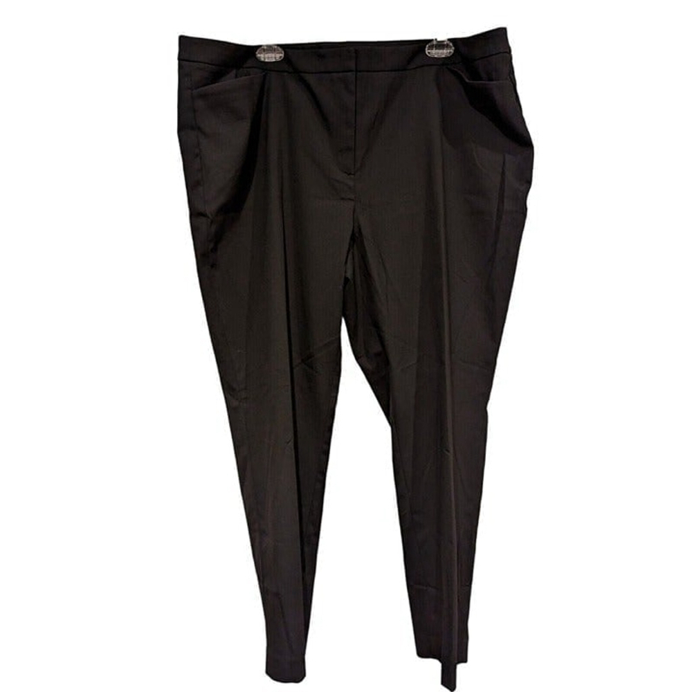 Halogen Straight Leg Dress Pants Size 18 Black Ankle Stretch Trousers Womens